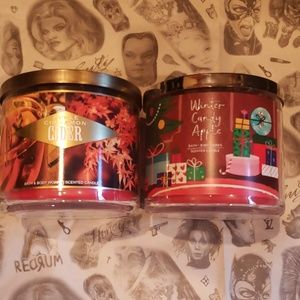 2 bath & body works 3 wick candles